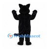 Cat Mascot Costume in Black with Cream Belly and Yellow Eyes