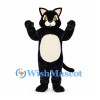 Cat Mascot Costume in Black with Cream Belly and Yellow Eyes