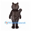 Cat Mascot Costume in Dark Gray with Blue Eyes and Pink Nose