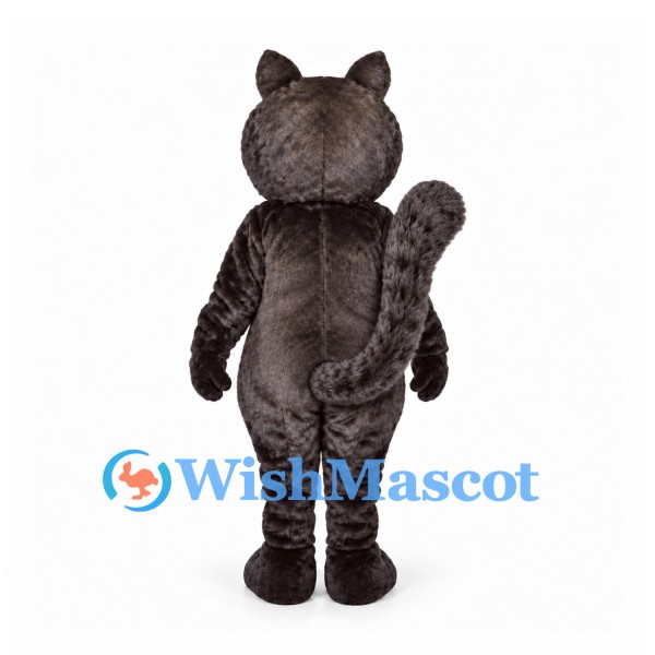 Cat Mascot Costume in Dark Gray with Blue Eyes and Pink Nose