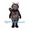 Cat Mascot Costume in Dark Gray with Blue Eyes and Pink Nose