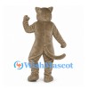 Cat Mascot Costume in Gray with Green Eyes and Long Tail