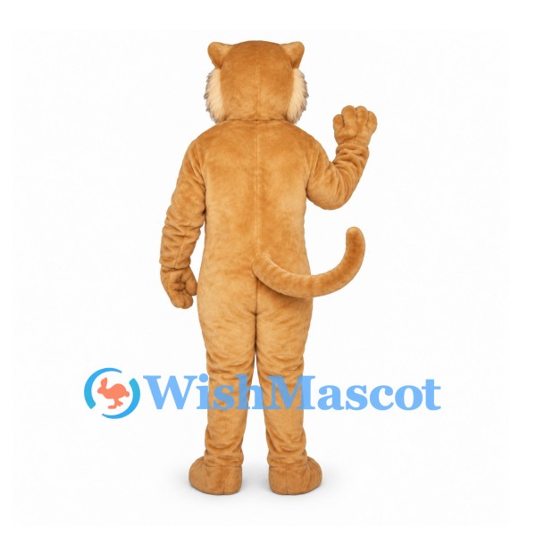 Cougar Mascot Costume in Tan with Cream Chest and Long Tail