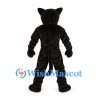 Panther Mascot Costume in Black with Muscular Body and White Fangs