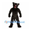 Panther Mascot Costume in Black with Muscular Body and White Fangs