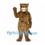 Cougar Mascot Costume in Brown with Green Eyes and Long Tail