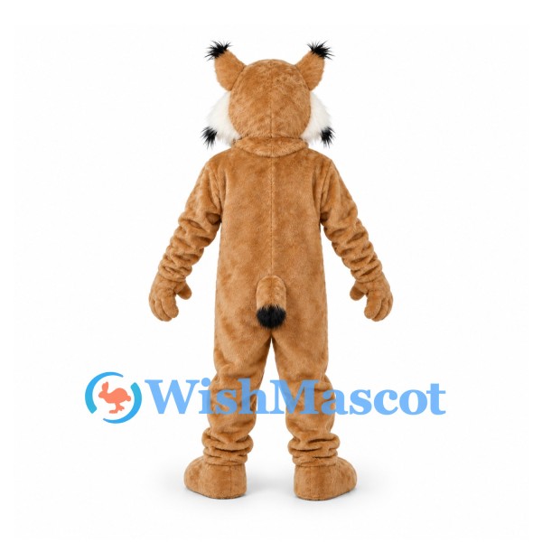Lynx Mascot Costume in Tan with White Belly and Tufted Ears