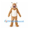 Lynx Mascot Costume in Tan with White Belly and Tufted Ears