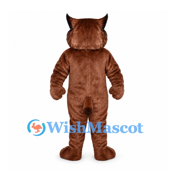 Lynx Mascot Costume in Brown with White Muzzle and Ear Tufts