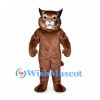 Lynx Mascot Costume in Brown with White Muzzle and Ear Tufts