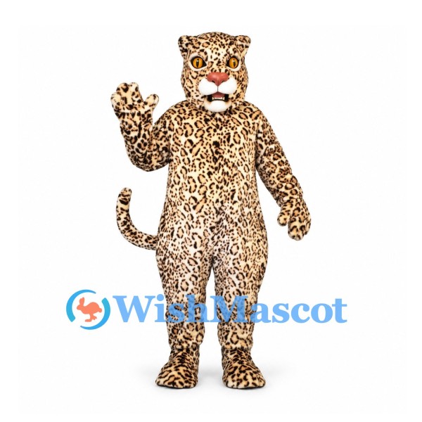 Leopard Mascot Costume with Dense Spotted Pattern and Long Tail