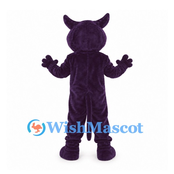 Panther Mascot Costume in Purple with Snarling Face
