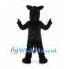 Panther Mascot Costume in Black with Tan Face and Open Mouth
