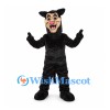Panther Mascot Costume in Black with Tan Face and Open Mouth