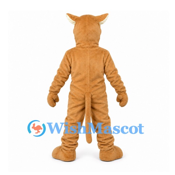 Cougar Mascot Costume in Tan with White Belly and Pointed Ears