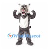 Lynx Mascot Costume in Gray with White Belly and Tufted Ears