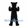 Panther Mascot Costume in Black with Open Mouth and Cream Muzzle