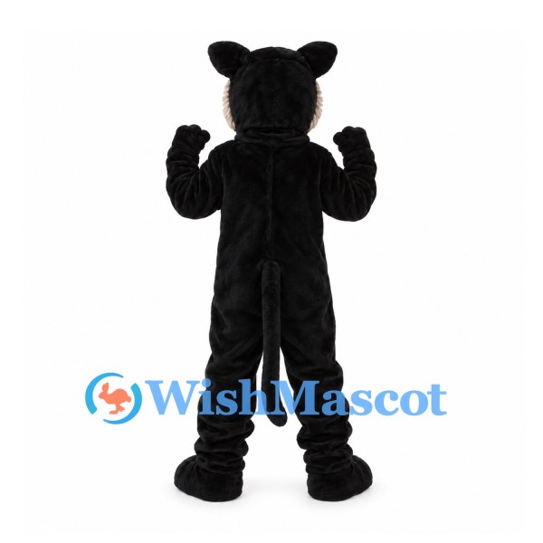 Panther Mascot Costume in Black with Open Mouth and Cream Muzzle