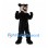 Panther Mascot Costume in Black with Open Mouth and Cream Muzzle