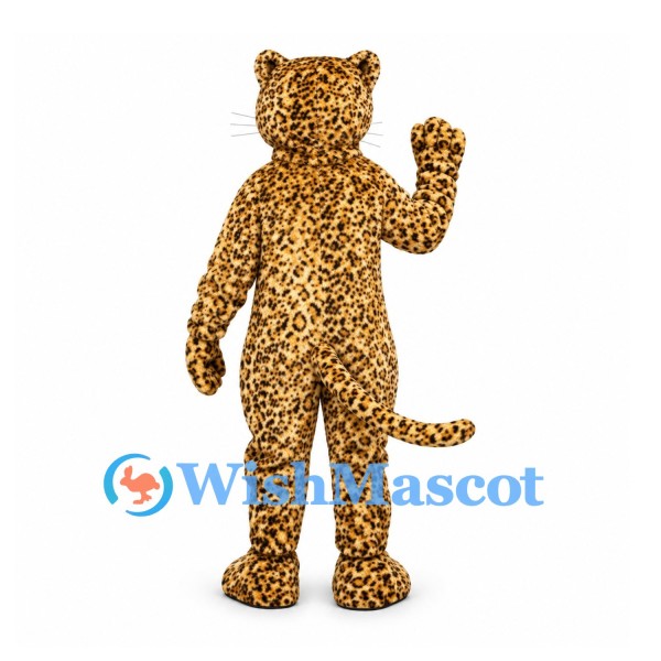 Leopard Mascot Costume in Gold with Dense Black Rosettes