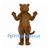 Leopard Mascot Costume in Brown with Small Spots and Cream Muzzle