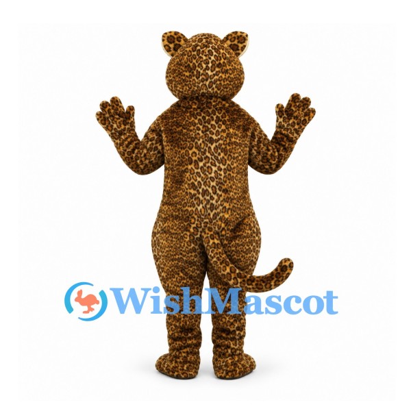 Leopard Mascot Costume in Brown with Small Spots and Cream Muzzle