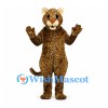 Leopard Mascot Costume in Brown with Small Spots and Cream Muzzle