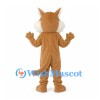 Cat Mascot Costume in Tan with White Belly and Large Cheeks