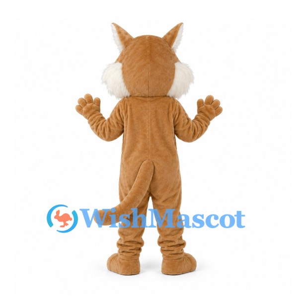 Cat Mascot Costume in Tan with White Belly and Large Cheeks