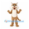 Cat Mascot Costume in Tan with White Belly and Large Cheeks