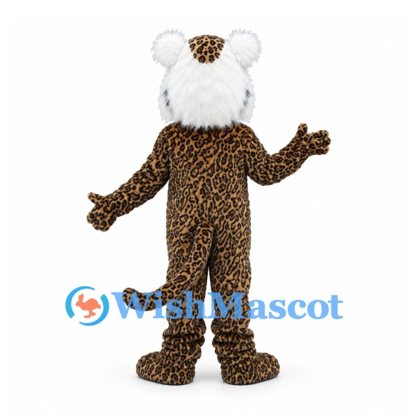 Leopard Mascot Costume with Spotted Body and White Head Fur