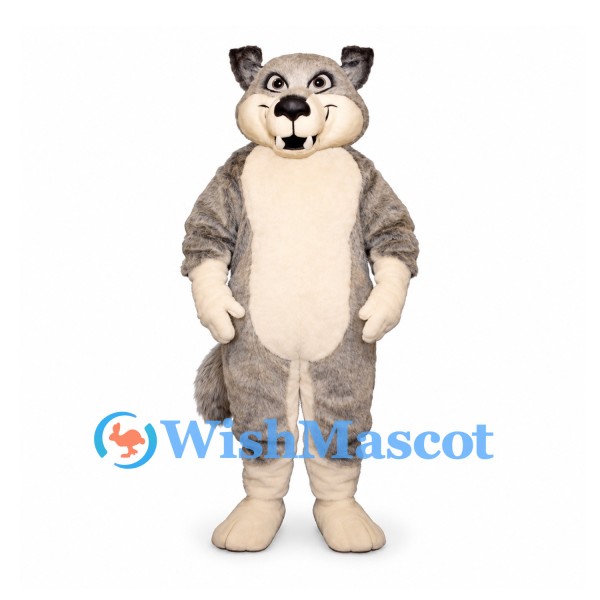 Cat Mascot Costume in Gray with Cream Belly and Dark Ear Tips