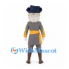 Captain Mascot Costume with Gray Beard and Blue Tricorn Hat
