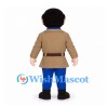 Man Mascot Costume with Brown Jacket and Blue Neck Scarf