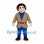 Man Mascot Costume with Brown Jacket and Blue Neck Scarf