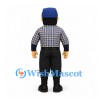 Man Mascot Costume with Checkered Shirt and Blue Cap