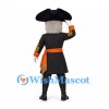 Pirate Mascot Costume with Gray Beard and Black Coat