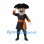 Pirate Mascot Costume with Gray Beard and Black Coat