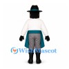 Man Mascot Costume with White Shirt and Teal Waist Sash