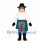 Man Mascot Costume with White Shirt and Teal Waist Sash
