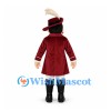 Musketeer Mascot Costume with Burgundy Coat and Feathered Hat
