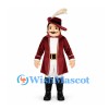 Musketeer Mascot Costume with Burgundy Coat and Feathered Hat