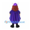 Viking Mascot Costume with Purple Cape and Curly Red Beard