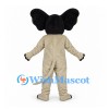 Rat Mascot Costume in Cream with Large Dark Ears and Long Tail