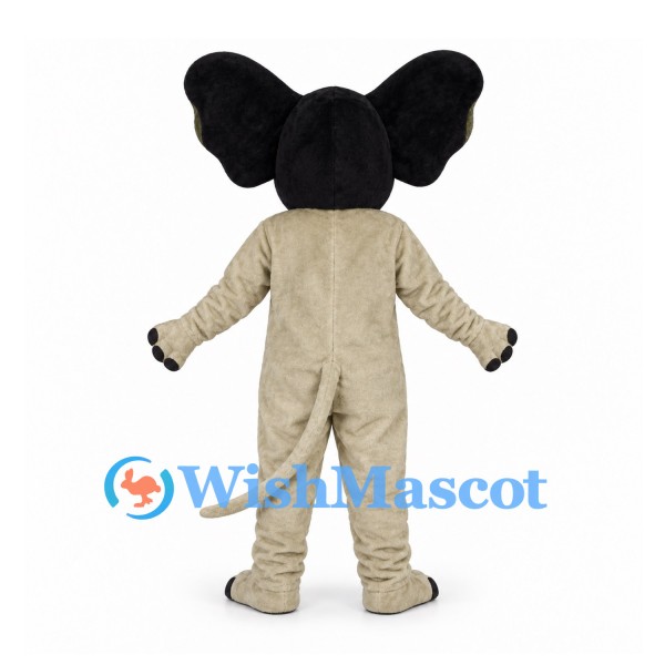 Rat Mascot Costume in Cream with Large Dark Ears and Long Tail