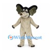 Rat Mascot Costume in Cream with Large Dark Ears and Long Tail