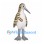 Shorebird Mascot Costume with Brown Patterned Wings and Long Gray Beak