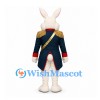 Rabbit Mascot Costume with Navy Soldier Tailcoat and Gold Epaulettes