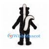 Skunk Mascot Costume in Black with White Face and Bushy Tail