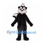 Skunk Mascot Costume in Black with White Face and Bushy Tail